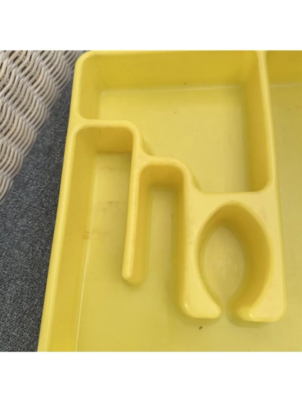 Vintage Rubbermaid Silverware Tray 2921 Yellow Plastic Mid Century